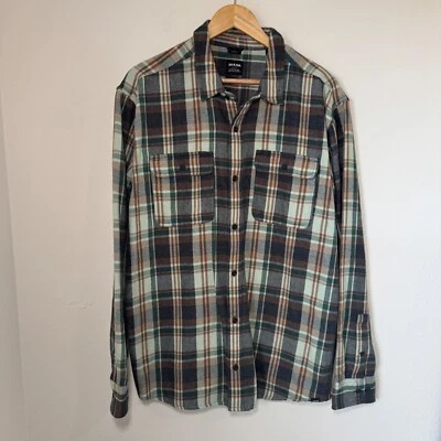 Prana Shirt Men's XL Green Plaid Flannel Slim Fit Outdoor Lodge - Image 1 of 4