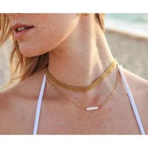 Baroque Pearl Bundle Necklace & Bracelet Waterproof Gold Paperclip Chain PRETTY - Picture 1 of 12