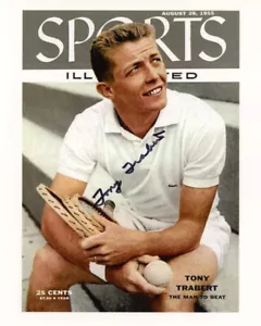 TONY TRABERT SIGNED AUTOGRAPHED 8x10 PHOTO TENNIS LEGEND ANNOUNCER BECKETT BAS - Picture 1 of 2