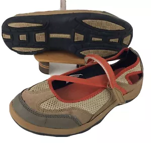 Gr. 9D Lands' End Damen hellbraun orange Mary Jane Wandern Wasserschuh Netz Drainage - Bild 1 von 9