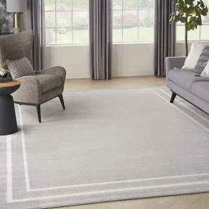 Nourison Essentials Indoor/Outdoor Grey/Ivory 10' x 14' Area -Rug Easy -Cleaning - Picture 1 of 5