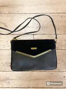Joy Iman Shoulder Bag Clutch Convertible Envelope Style Black Leather - Picture 1 of 8