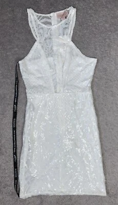 BNWT CLUB L WHITE BAROQUE SEQUIN MINI DRESS SIZE 8 RRP £55 SOLD OUT - Image 1 of 2