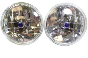 7" Tri Bar Blue Head Light lamp Chevy Ford GM Pontiac Buick Olds Dot Hot Rod H4 - Picture 1 of 5