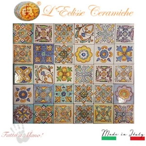 Lotto 30 Mattonella Piastrella 10x10 ceramica Vietri Patchwork 100% FATTE MANO - Picture 1 of 2