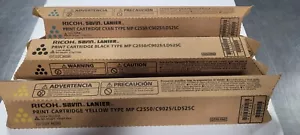 New Set of 3 Sealed Ricoh MP C2550 C9025 LD525C Toners, Black, Yellow, Cylon - Picture 1 of 8
