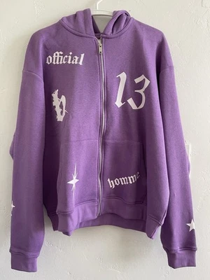 NEW BoohooMAN Purple Oversized Boxy Hooded Gusset Short Tracksuit Mens Size L - Image 1 of 4
