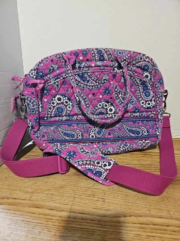 Vera Bradley Purple Paisley Metropolitan Travel Computer Bag Paisley Messenger  - Image 1 of 4