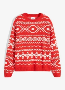 Hochgeschlossener Norweger-Pullover Langarm Gr 44/46 Erdbeere Damenpullover Neu* - Bild 1 von 1