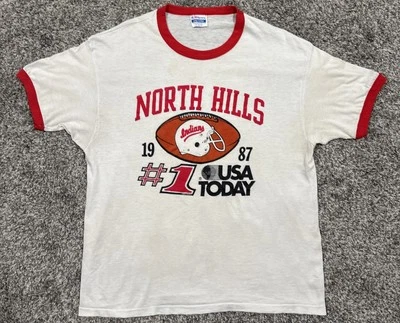 ¡Camisa vintage de los 80 North Hills Indians Pittsburgh con timbre de fútbol de una sola puntada! Foto 1 de 4