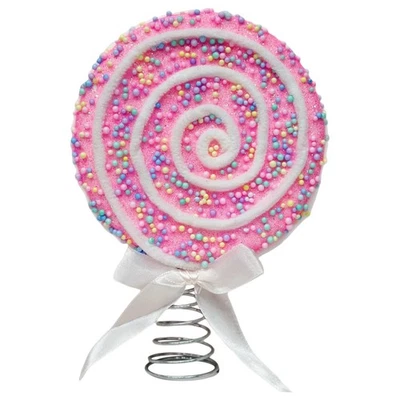 1-4 Pastel Lollipop Christmas Tree Topper With Bow Sparkling Candy TreeTop Decor - Image 1 of 4