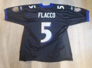 Joe Flacco Baltimore Ravens Jersey NFL Reebok On Field Mens Size 50 Sewn Black - Picture 1 of 10