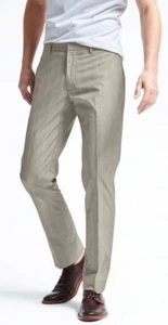 Nuevo con etiquetas Pantalón Banana Republic Para Hombre Calce Ajustado Glen Cuadros Sin Plancha Color Caqui Talla 38x32 - Imagen 1 de 5