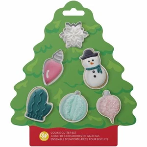 Wilton Mini Baum Ausstecher Set 6 tlg Ornamente Schneemann Schnee Fäustling Weihnachten - Bild 1 von 2