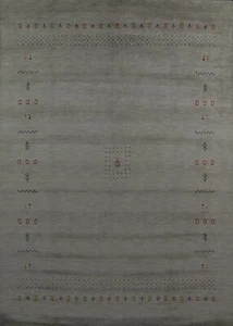 Artisan-made Green Wool Area Rug Hand-knotted Gabbeh Carpet 8x10 ft - Picture 1 of 20