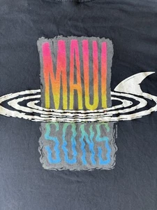 Maui And Sons Shirt Men Medium Black Shark Neon Surf Skate Single Stitch USA 90s - Picture 1 of 8