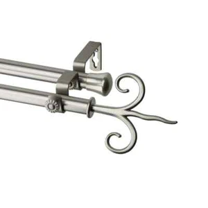 66 in. x 120 in. Lily Double Curtain Rod Set in Satin Nickel - Picture 1 of 2