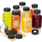Reusable Ginger Shot Bottles with Caps - 8 Pack 2 oz Small Square Glass Jars ...