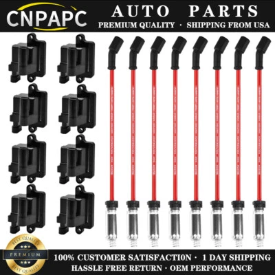 CNPAPC Square Ignition Coil & Wireset For Chevy/GMC 4.8L 5.3L 6.0L 8.1L (8 PACK) - Image 1 of 4
