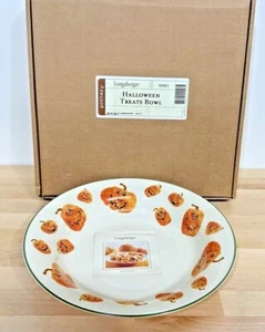 Longaberger Pottery Happy Halloween Treats Bowl Jack-o-Lanterns Pumpkins - Picture 1 of 6