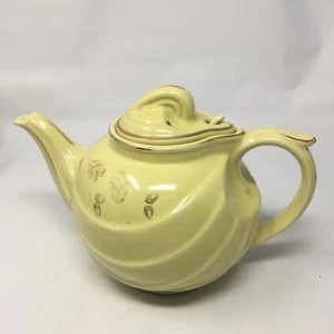Vintage Hall Yellow 6-Cup Teapot with Gold Acorns & Leaves. Made in U.S.A. #0799 - Picture 1 of 17