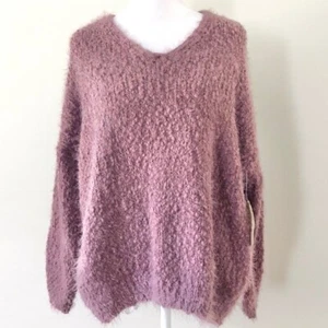 Altar’d State size XS/S mauve BOHO eyelash loose knit V-neck oversized sweater - Picture 1 of 10
