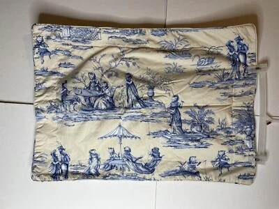 Pillowcase Kill Kenny Cats in Blue by Scalamandre Sateen Toile 1995 Rare 22”x30” - Image 1 of 4