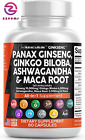 Panax ginseng 10000 mg ginkgo biloba 4000 mg racine de maca ashwagandha 3000 mg 60 capsules