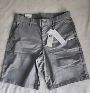 Calvin Klein Slim Fit Straight Leg Chino Shorts 32 Grey - Picture 1 of 3