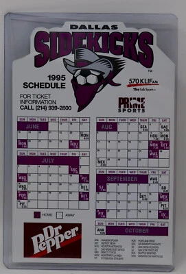 Dallas Sidekicks 1995 大型冰箱磁铁 Dr Pepper 时间表 - 全新无标签 — 第 1/2 张图片