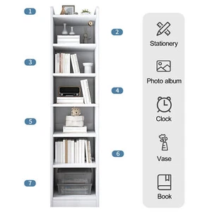 6-Tier Corner Shelf, Bookshelf with Storage Shelves, 70.9" Tall Narrow Bookcase - Picture 1 of 22