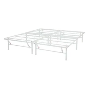 White Platform Bed Frame 14 Inch Steel  Mattress Foundation Metal Heavy Duty - Picture 1 of 11