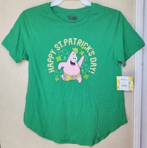 Spongebob Squarepants Women's Green T-Shirt Happy St Patrick's Day Size XL NEW - Picture 1 of 5