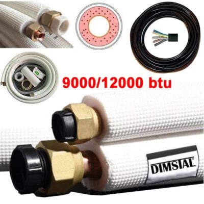 DIMSTAL 2x 3/4/5/7/10/15/20 m Kupferleitung Kit Kältemittelleitung Klimaanlage 1/4"+3/8"