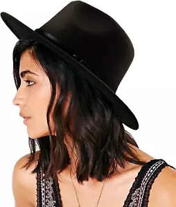 Cappello a Tesa Larga Fedora per Donna Cappello Floscio Panama Retrò Con Fibbia - Foto 1 di 12