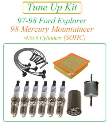 Ajuste para 98 Mercury Mountaineer 4.0 v6 Juego de cables de bujía Filtro de aceite de combustible de aire Foto 1 de 4