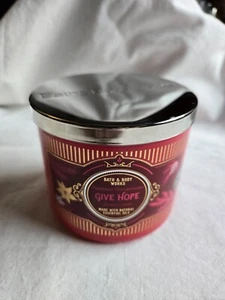 Bath & Body Works Peppermint Marshmallow GIVE HOPE 3 Wick Candle 14.5 oz New #CC - Picture 1 of 11