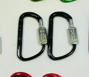 2er Pack Gear Lok Kombikarabiner SCHWARZ - NEU für Schlüssel Fahrräder Spind Rucksack - Bild 1 von 1