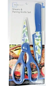 Forbici Forbici da Cucina Foresta Blu e Coltello da Parare Casa Natura 2 Pezzi Artigianato NUOVO - Foto 1 di 3