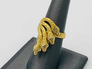 18K Yellow Gold Lalaounis Diamond Snake Ring Ladies Designer Estate Size 8.5 - Picture 1 of 9