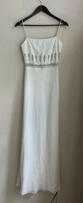Maxi Vestido Formal Vintage Y2K Cache 4 Blanco Art Deco Hada Etéreo Baile de graduación Con Cuentas Foto 1 de 4
