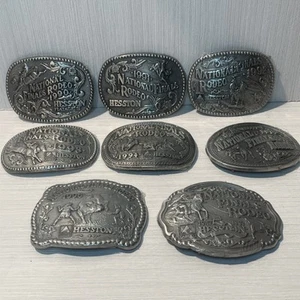 Lot Of 8 Hesston Rodeo Belt Buckles National Finals Rodeo 1990 - 1997 All New - Picture 1 of 11