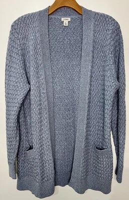 Suéter para mujer L.L.Bean azul XLarge algodón tejido con cable XL Foto 1 de 4