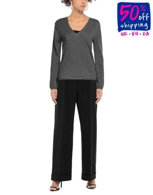 RRP€394 CRUCIANI Cashmere & Silk Jumper IT44 US8 L Thin V-Neck Made in Italy - Image 1 of 4