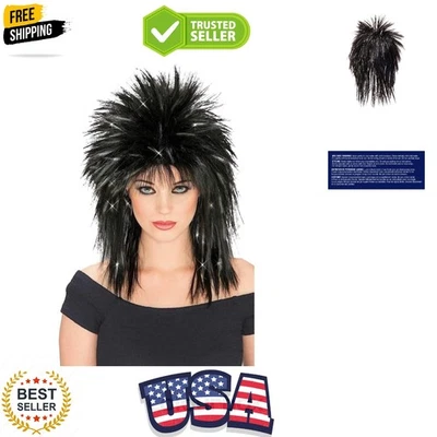 Peluca ligera de oropel negro/plateado puntiagudo para brujas y estrellas de rock - talla única Foto 1 de 4