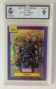 TOPPS 2024 MARVEL CHROME CABLE #5 PURPLE REFRACTOR 50/75 TRADING CARD GRADED 9 - Picture 1 of 9