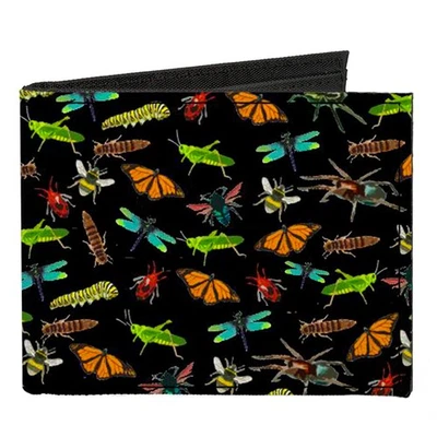 Canvas Bi-Fold Wallet Insects Scattered Black - Image 1 of 3
