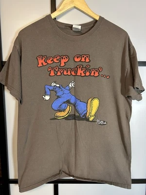 Футболка с коротким рукавом Robert Crumb Keep On Truckin Funny Comic размер L зеленая - Изображение 1 из 4
