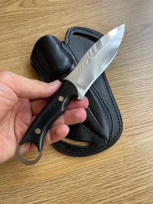 Taschenmesser Handgeschmiedet – Jagdmesser Outdoor Survival mit Lederscheide - Bild 1 von 4