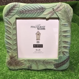 NEW Vintage Pfaltzgraff Accents Green Leaves Frame Bee & Dragonfly 5"x 5" - Picture 1 of 7